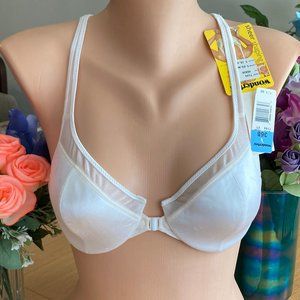 922 WONDERBRA 36B White Second Skin SATIN Front Close Light Pad UW Bra VTG #7144
